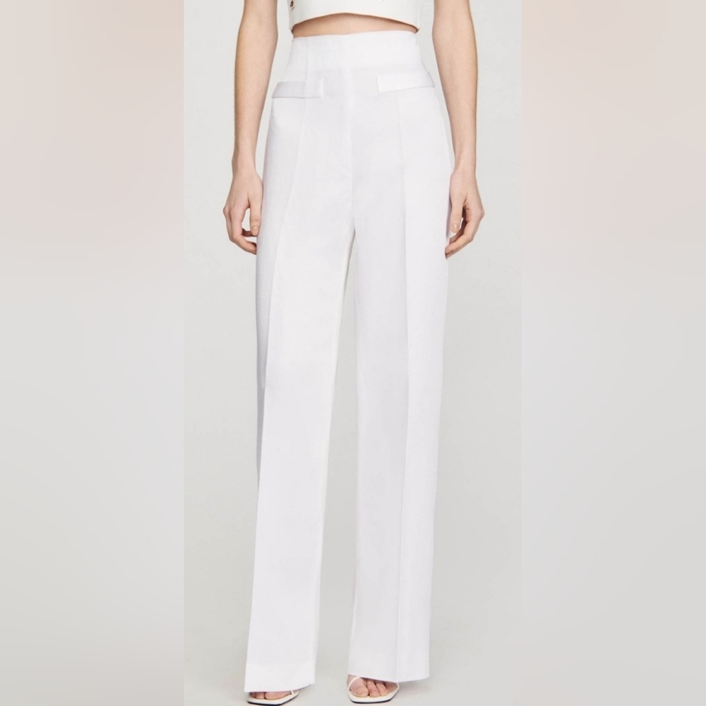 Sandro Cream and White Trousers